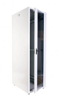 Купить шкаф телекоммуникационный напольный эконом 42u (800 × 1000) дверь стекло, дверь металл в Казани