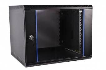 Шкаф телекоммуникационный настенный разборный ЭКОНОМ 18U (600 × 350) дверь стекло, цвет черный в Казани