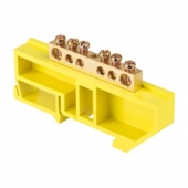 Шина "0" N (6х9мм) 6 отверстий латунь желтый изолятор на DIN-рейку розничный стикер EKF PROxima
