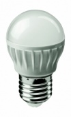 Лампа светодиодная LED 6вт E27, матовая, шар, теплый ON