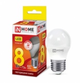 Лампа светодиодная LED-ШАР-VC 8Вт 230В E27 3000К 600Лм IN HOME 4690612020563