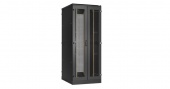 Купить напольный шкаф 19", 42u, перфорированные двухстворчатые двери, металлические двухуровневые стенки, ш800хв2060хг1200мм, в разобранном виде, черный
