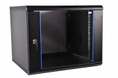 Купить шкаф телекоммуникационный настенный разборный эконом 15u (600 × 650) дверь стекло, цвет черный оптом