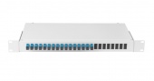 Оптический кросс NIKOMAX 19", 1U, укомплектованный на 16 портов SC/UPC(16 одинарных SC/UPC адаптеров), SM 9/125 OS2, стальной, серый, в комплекте: адаптеры, монтажные шнуры 1м, сплайс-кассета с крышкой, гильзы, заглушки