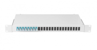 Оптический кросс NIKOMAX 19", 1U, укомплектованный на 16 портов LC/UPC(8 двойных LC/UPC адаптеров), SM 9/125 OS2, стальной, серый, в комплекте: адаптеры, монтажные шнуры 1м, сплайс-кассета с крышкой, гильзы, заглушки в Казани