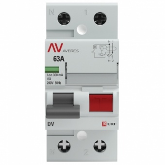 Устройство защитного отключения DV 2P  63А/300мА (AC) EKF AVERES