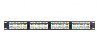 Коммутационная панель NETLAN 19", 1U, 24 порта, Кат.6 (Класс E), 250МГц, RJ45/8P8C, 110/KRONE, T568A/B, неэкранированная, черная купить
