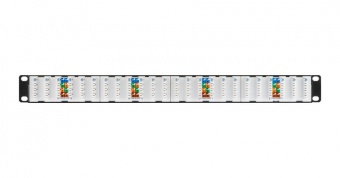 Коммутационная панель NIKOMAX 19", 1U, 24 порта, Кат.6a (Класс Ea), 500МГц, RJ45/8P8C, 110/KRONE, T568A/B, неэкранированная, с органайзером, черная - гарантия: 5 лет расширенная / 25 лет системная купить