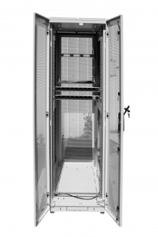 Купить шкаф телекоммуникационный напольный 42u (600 × 1000) дверь перфорированная, задние двойные перф. в Казани