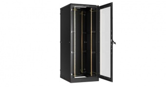Купить напольный шкаф 19", 42u, стеклянная дверь, боковые цельнометаллические стенки и задняя дверь ш800хв2060хг800мм, в разобранном виде, черный в Казани