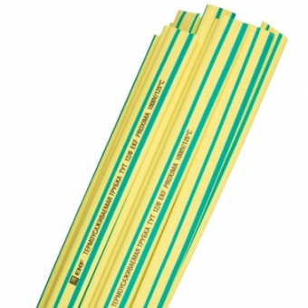 Термоусаживаемая трубка ТУТ нг 16/8 желто-зеленая в отрезках по 1м EKF PROxima