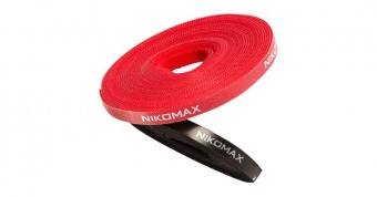 Стяжка-липучка NIKOMAX нарезаемая, в рулоне 5м, ширина 25мм, красная