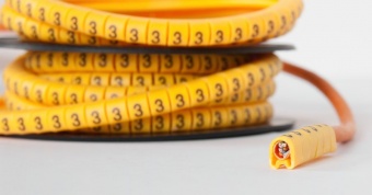 Маркер NIKOMAX кабельный, трубчатый, эластичный, под кабели 3,6-7,4мм, буква "E", желтый, уп-ка 500шт. купить