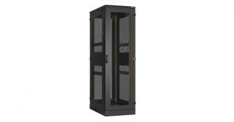Купить напольный шкаф 19", 47u, перфорированные двухуровневые стенки и перфорированные двери, ш600хв2280хг1000мм, в разобранном виде, черный в Казани