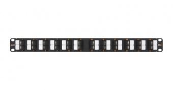 Коммутационная панель NIKOMAX 19", 1U, 24 угловых порта, Кат.6 (Класс E), 250МГц, RJ45/8P8C, 110/KRONE, T568A/B, неэкранированная, с органайзером, черная - гарантия: 5 лет расширенная / 25 лет системная купить
