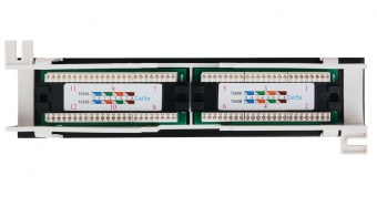 Коммутационная панель NETLAN настенная, 12 портов, Кат.5e (Класс D), 100МГц, RJ45/8P8C, 110, T568A/B, неэкранированная, черная купить