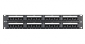 Коммутационная панель NETLAN 19", 2U, 48 портов, Кат.5e (Класс D), 100МГц, RJ45/8P8C, 110/KRONE, T568A/B, неэкранированная, черная купить