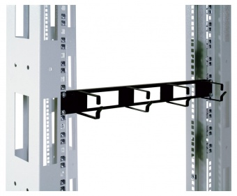 Органайзер кабельный горизонтальный с окнами 19" 1U, 4 кольца, цвет черный
