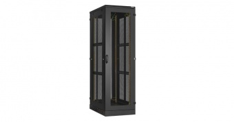 Купить напольный шкаф 19", 24u,  перфорированная передняя дверь, боковые перфорированные стенки и задняя дверь ш600хв1280хг1000мм, в разобранном виде, черный в Казани
