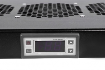 Модуль вентиляторный 19" 1U, 6 вентиляторов, регул. глубина 390-750 мм  с контроллером, чёрный